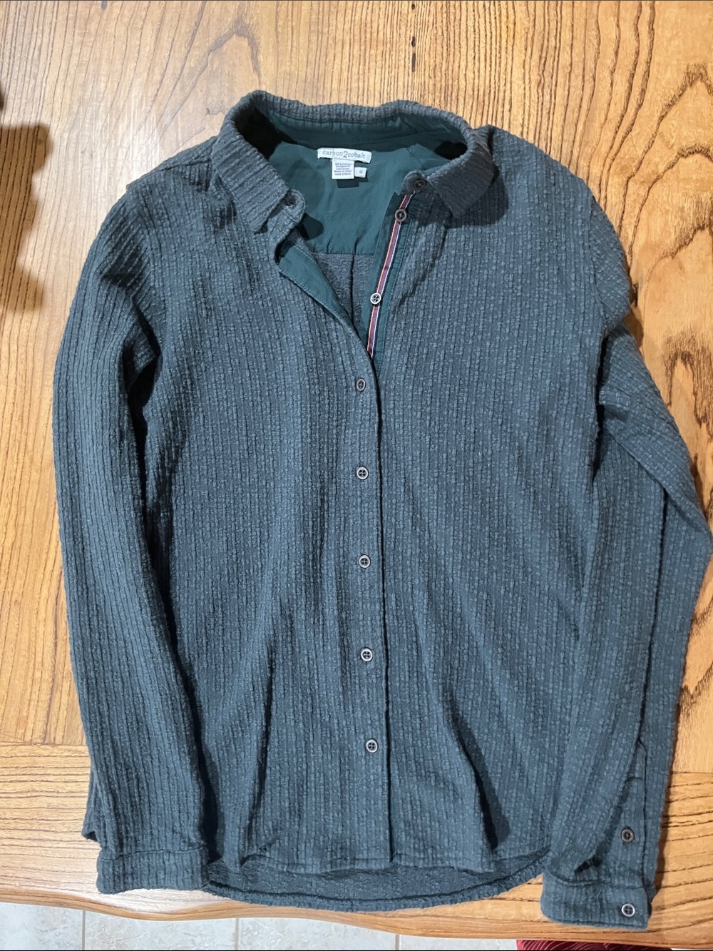 Women's Button Down Shirt Small Dark Grn